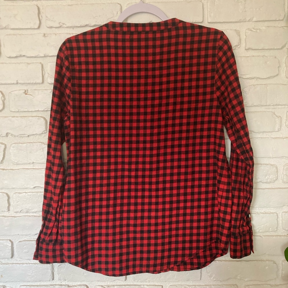 Calvin Klein Jeans Button Down Red Black Plaid Shirt Top Women’s Small - Picture 8 of 10